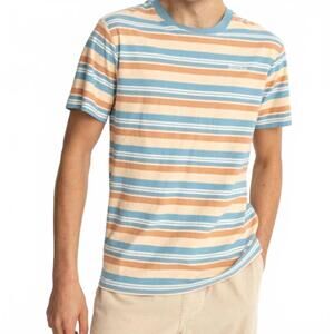 NEW RHYTHM. everyday stripes short sleeve t-shirt in mineral blue